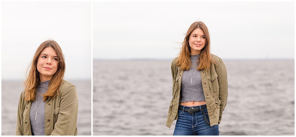 girl senior pictures near lake