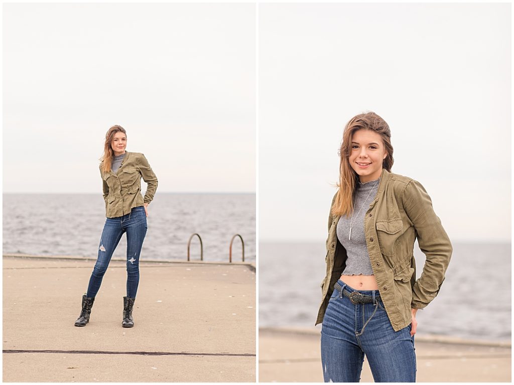 girl senior pictures near lake